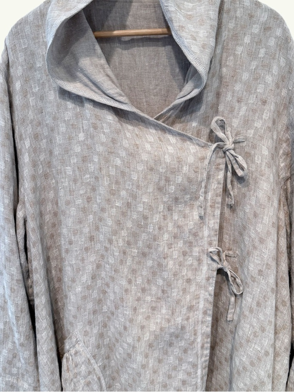 Oversized Linen Duster Cardigan Coat XL Boho Layering Jacket Natural Oatmeal - Picture 6 of 11